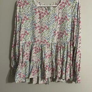 Floral Print Long Sleeve Blouse